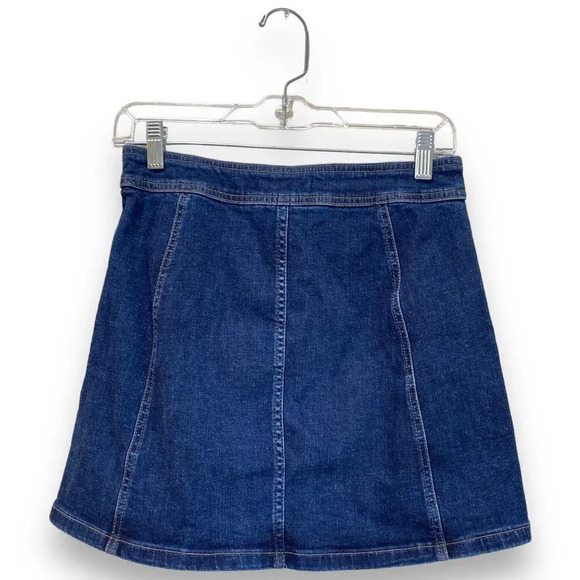 MADEWELL Stretch Denim A-Line Mini Skirt Button-Front Size 4 Dark Wash - Picture 4 of 8